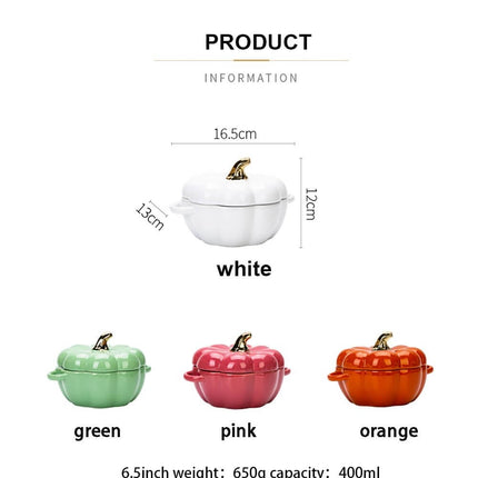 Pumpkin Shape Baking Bowl With Glazed Lid