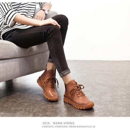 Casual Low Round Toe Leather Winter Shoes