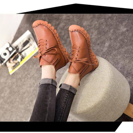 Casual Low Round Toe Leather Winter Shoes