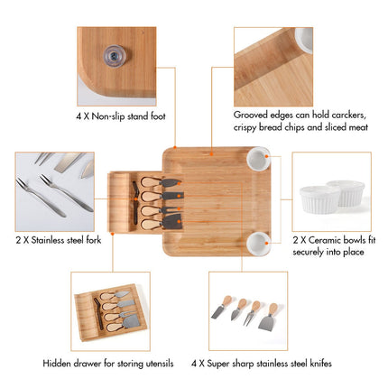 Bamboo Wood Breakfast Serving Platter Board