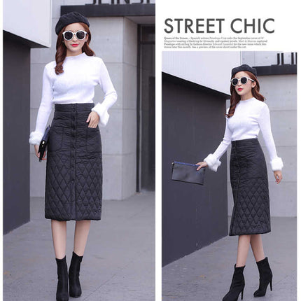 Padded Cotton Long Warm Skirt