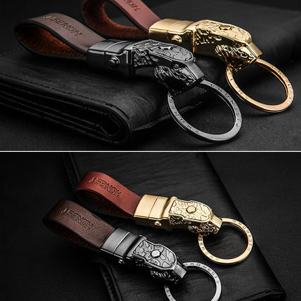 Elegant Leather Leopard Keychain Light