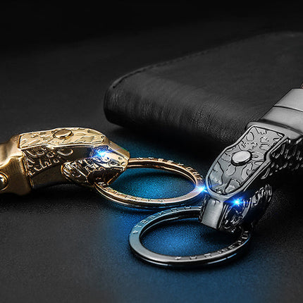 Elegant Leather Leopard Keychain Light