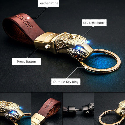 Elegant Leather Leopard Keychain Light