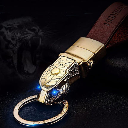 Elegant Leather Leopard Keychain Light