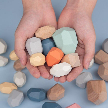 Colorful Wooden Stone Kids Intelligent Stacking Game