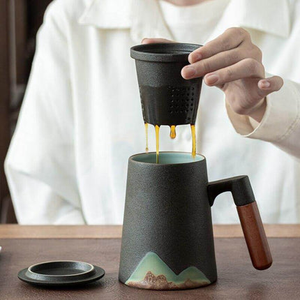 Mountain Art Ceramic Tea Mugs With Filter