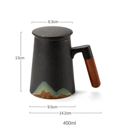 Mountain Art Ceramic Tea Mugs With Filter