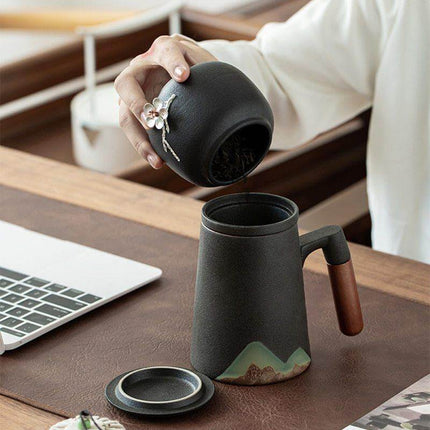 Mountain Art Ceramic Tea Mugs With Filter