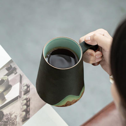 Mountain Art Ceramic Tea Mugs With Filter