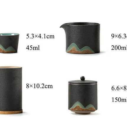 Portable Travel Ceramic Mountain Teapot With 3 Cups