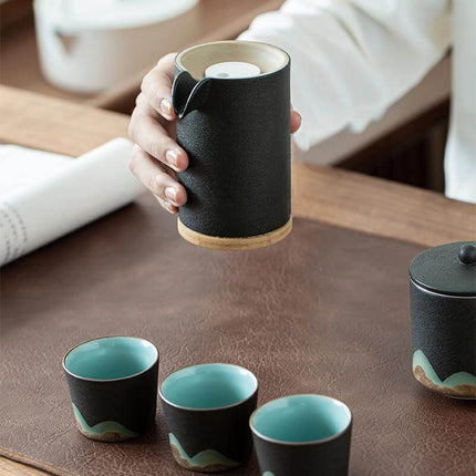 Portable Travel Ceramic Mountain Teapot With 3 Cups