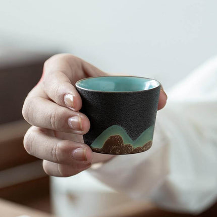Portable Travel Ceramic Mountain Teapot With 3 Cups
