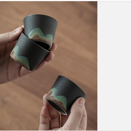 Portable Travel Ceramic Mountain Teapot With 3 Cups
