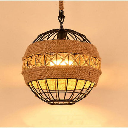 Minimal Natural Retro Rural Rope Ball Chandelier