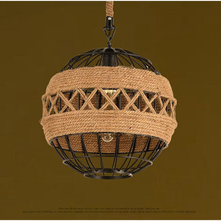 Minimal Natural Retro Rural Rope Ball Chandelier