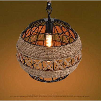 Minimal Natural Retro Rural Rope Ball Chandelier