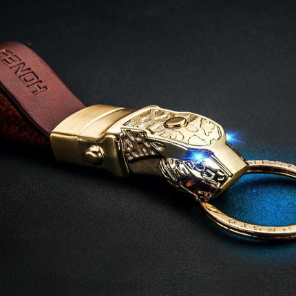 Elegant Leather Leopard Keychain Light