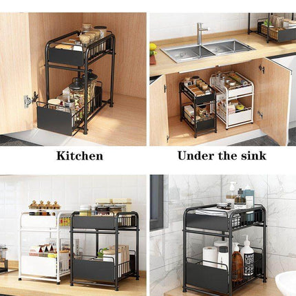 2-Tier Organizer with Sliding Kitchen Storage Drawers