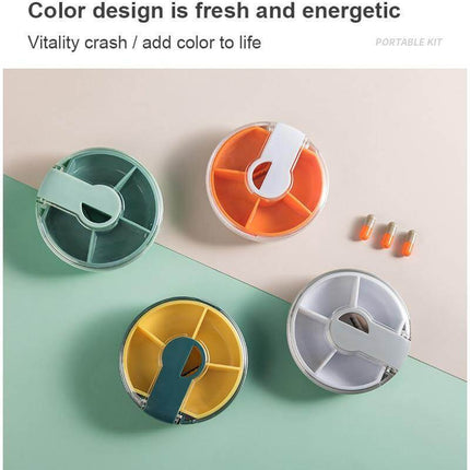 Portable Weekly Rotating Round Pill Cases