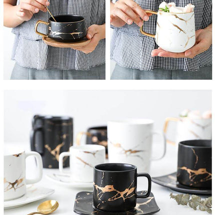 Elegant Nordic Marble Ceramic Coffee Mugs