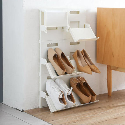 Hidden Folding Multifunctional Wall Shoe Organizer Rack