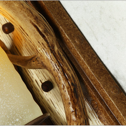 Antique Antler Wooden Wall Light