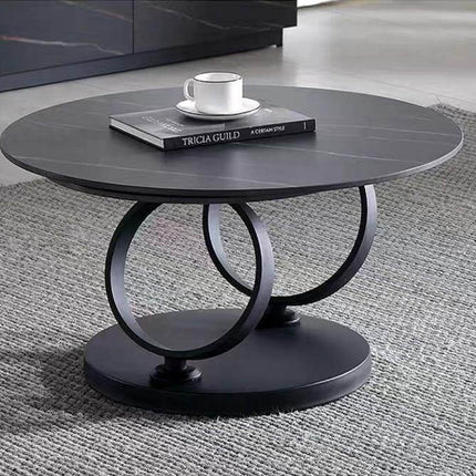 Italian Modern Two-layer Coffee Side Table with Marble Top