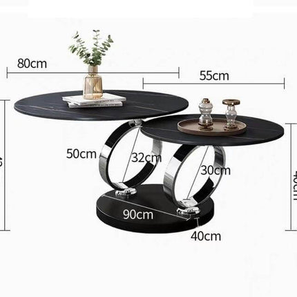 Italian Modern Two-layer Coffee Side Table with Marble Top