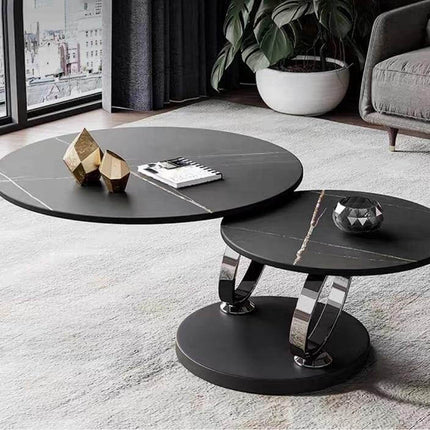 Italian Modern Two-layer Coffee Side Table with Marble Top