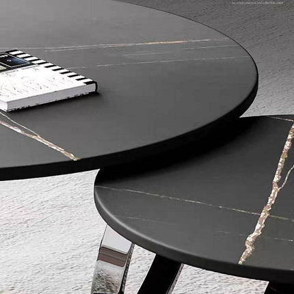 Italian Modern Two-layer Coffee Side Table with Marble Top