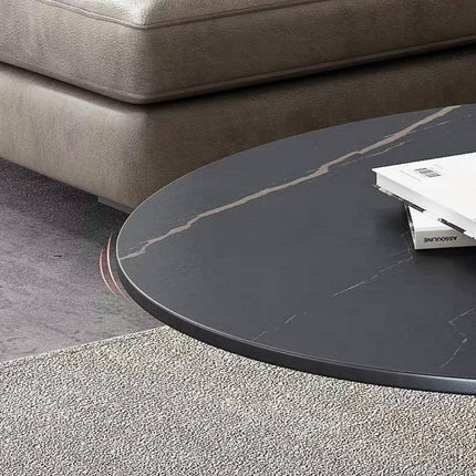 Italian Modern Two-layer Coffee Side Table with Marble Top