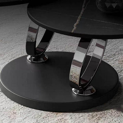 Italian Modern Two-layer Coffee Side Table with Marble Top
