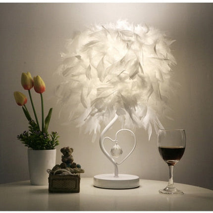 Creative Feather Crystal Table Lamp
