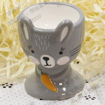 2Pcs Cute Animal Ceramic Breakfast Egg Holder