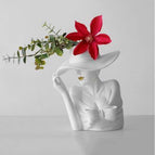 White with Red Flower