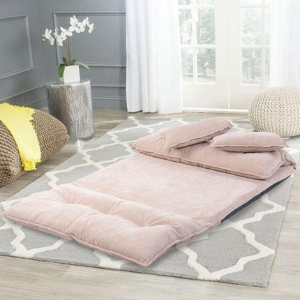 Modern Foldable PU Leather Leisure Floor Sofa Bed with 2 Pillows
