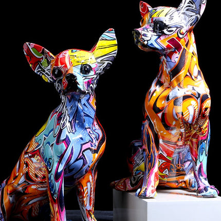 Modern Colorful Chihuahua Resin Dog Statue
