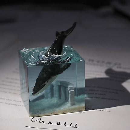 Luminous Ocean Whale Modern Resin Figurine