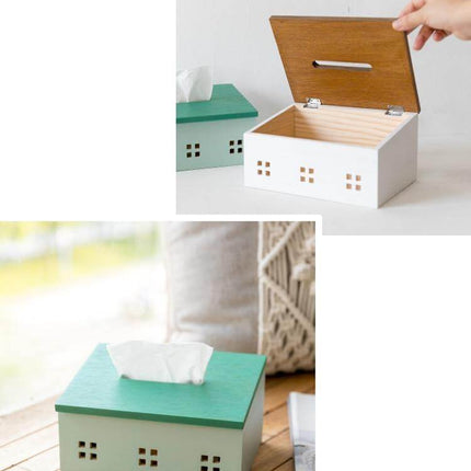 Wooden Nordic House Tissue Box