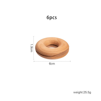 6Pcs Wooden Donut Seal Clips