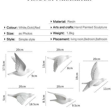 Free Flying Birds Resin Wall Decor