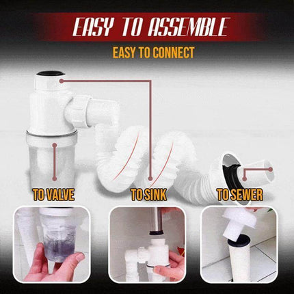 Odor-free Bathroom Kitchen Expandable Filter Pipe