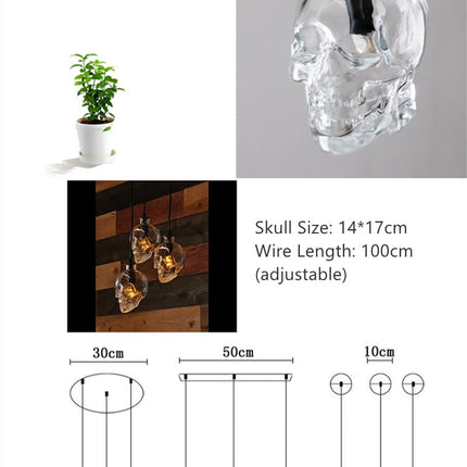 Retro Skull Glass Pendant Light