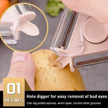 3in1 Rotating Stainless Steel Fruit Vegetable Peeler