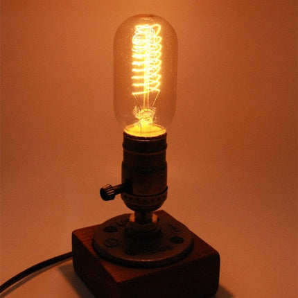 Vintage Industrial Wooden Dimmable Table Lamp