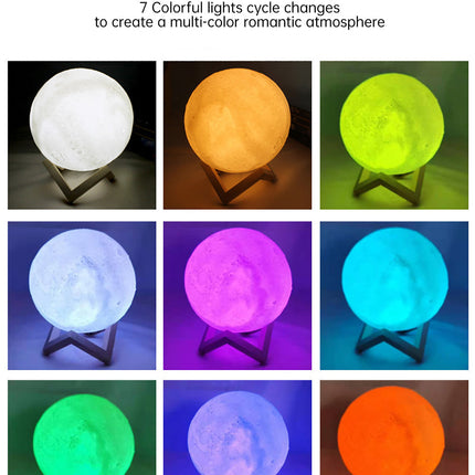 3D Light Touch Switch Rechargeable Moon Night Lamp