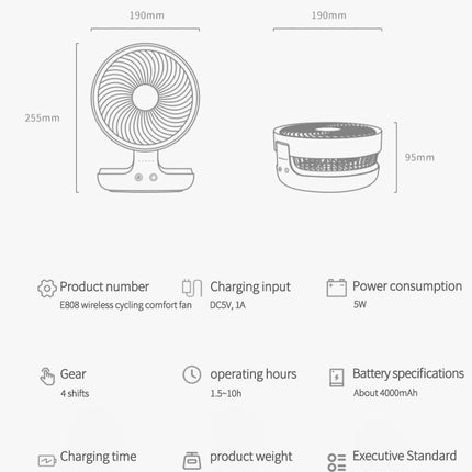 Portable Wireless Foldable Fan Night Lamp