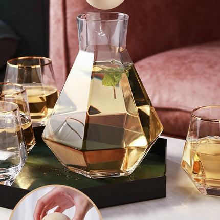 Diamond Shaped Clear Glass Pitcher Set