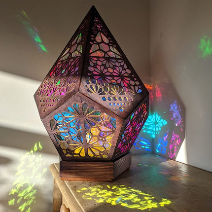 Wooden Hollow LED Atmosphere Night Lamp Projector